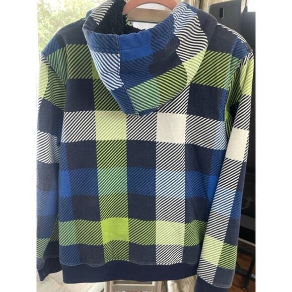 Vintage 90s Y2K Grunge Baggy Plaid Zoo York Sherpa Zip Hoodie Jacket Mens Size M - Picture 4 of 11